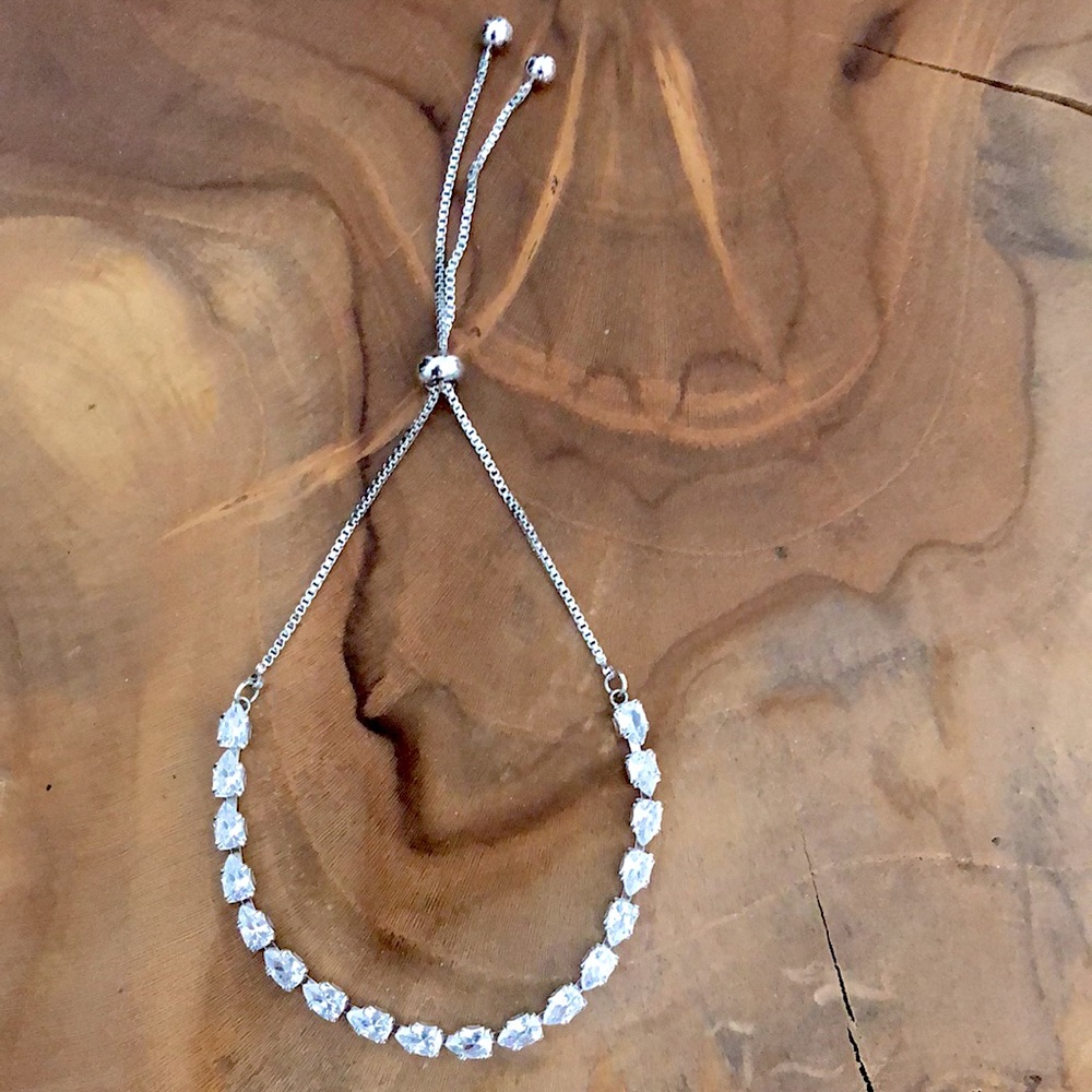 Silver Cubic Zirconia Rolo Bracelet
